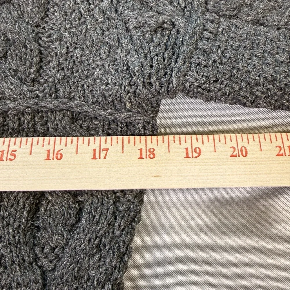 Aran Crafts Merino Wool Cable Knit Full Zip Cardigan Sweater Ireland Sz M Gray - Picture 8 of 11